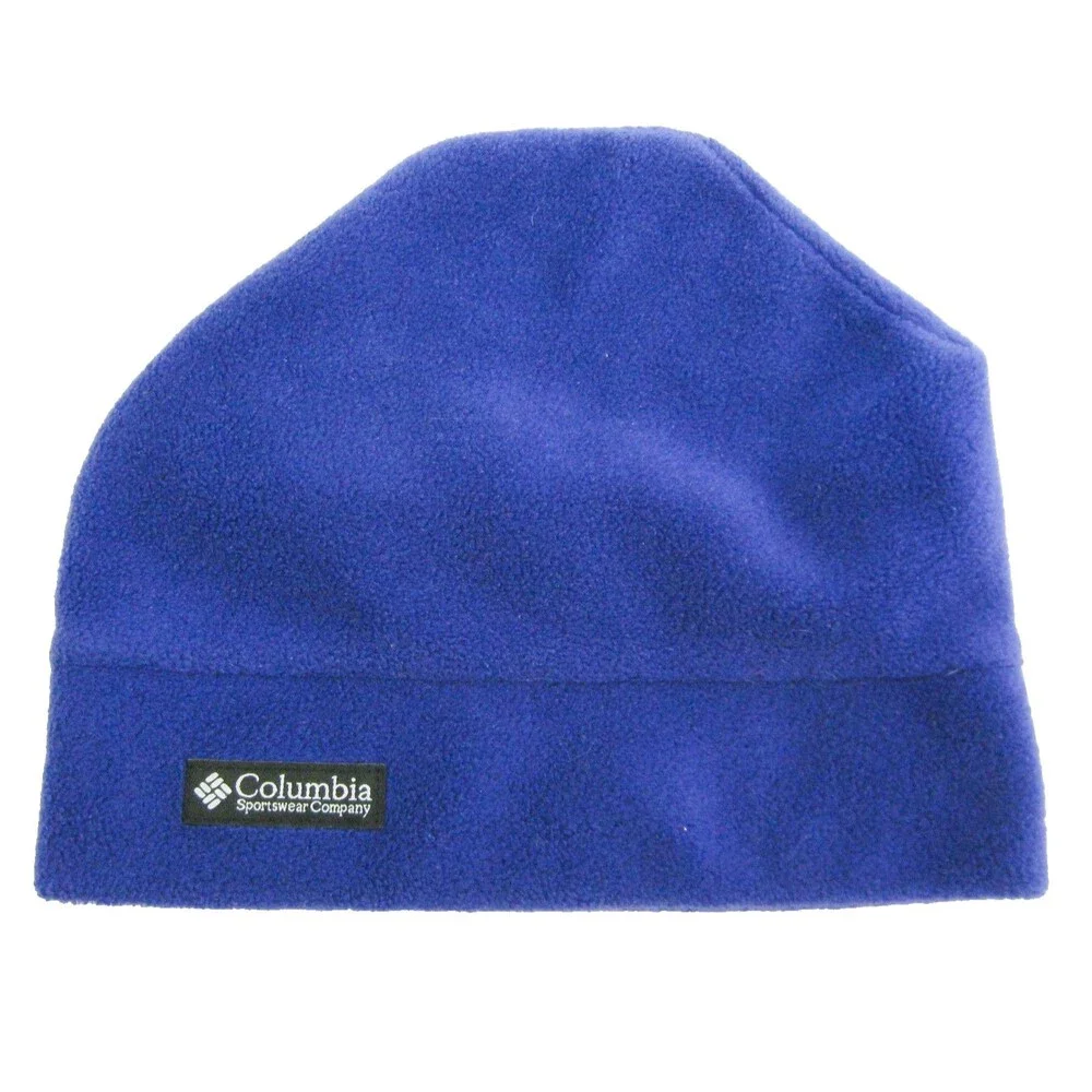 Columbia Blue Beanie Cap Hat Youth Large - XL Logo Fleece Winter Warm Ski